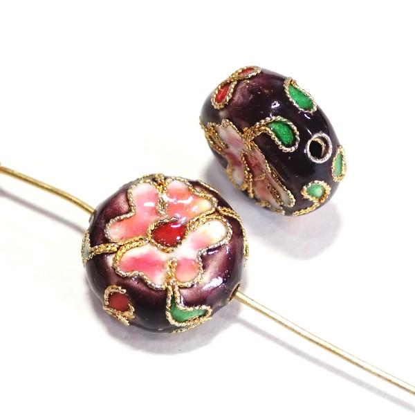 5741-〈七宝ビーズ〉　Ｄｒｕｍ　紫色　１６ｘ８mm　２個/１パック | 