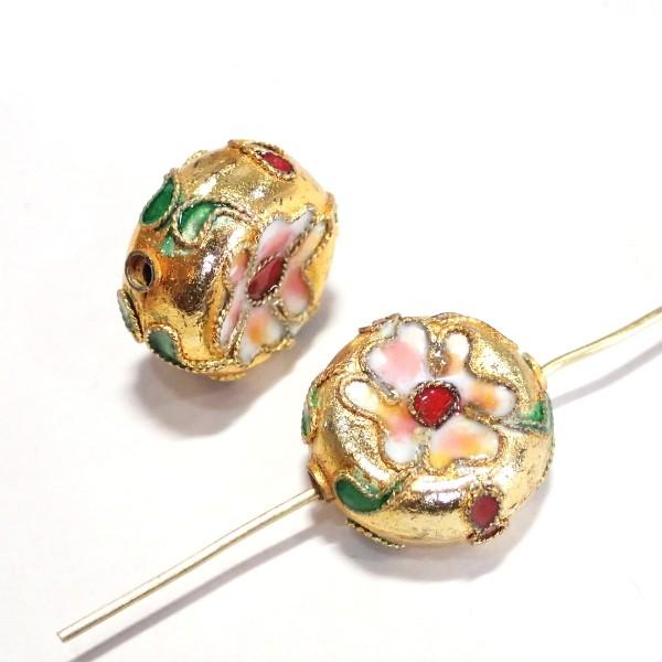 5742-〈七宝ビーズ〉　Ｄｒｕｍ　金色　１６ｘ８mm　２個/１パック | 