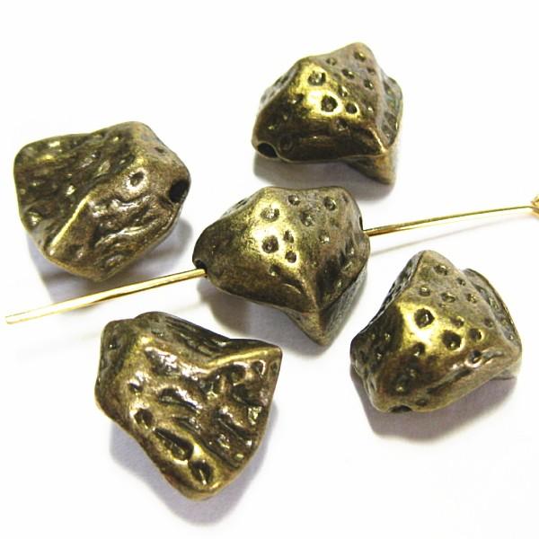 5750-《メタルチャーム・パーツ》　ビーズ　真鍮古美　１４ｘ１３mm　５個/１セット | 