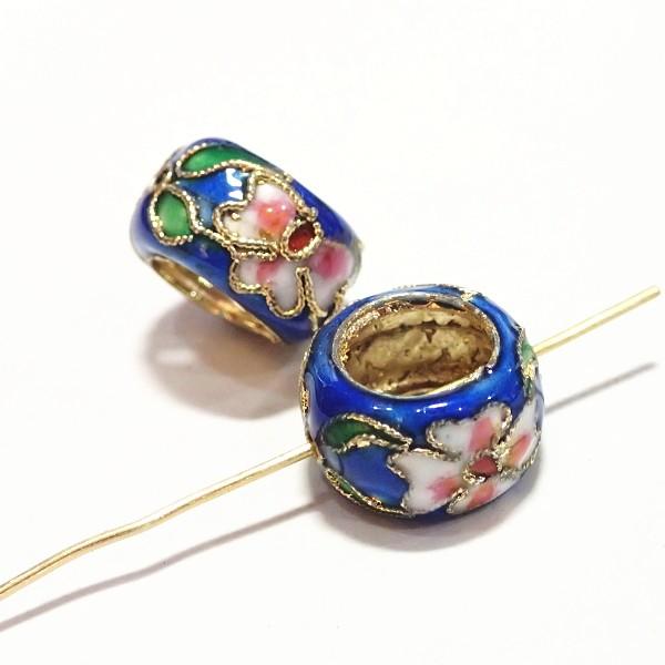 5799-〈七宝ビーズ〉　リング　青色　１５mm　２個/１パック | 