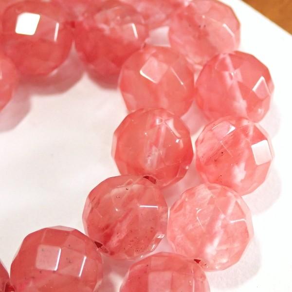5870-《天然石カット丸玉１連》　ストロベリークォーツ　１２mm　１本/約３８cm |  | 01