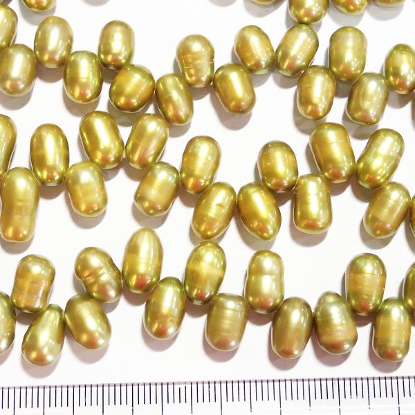 5895-【淡水パール】　ゴールド　約７ｘ１１〜７ｘ１０mm　約３８cm/１本 |  | 01