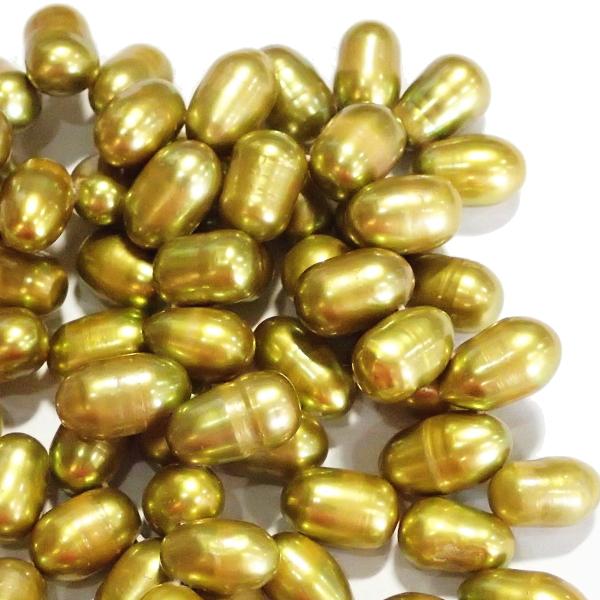 5895-【淡水パール】　ゴールド　約７ｘ１１〜７ｘ１０mm　約３８cm/１本 |  | 02