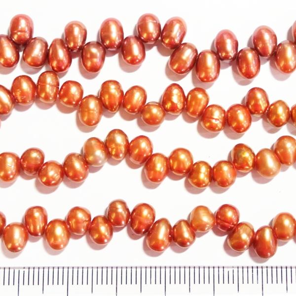 5898-【淡水パール】　カッパー　約５ｘ７〜５ｘ８mm　約３８cm/１本 |  | 01