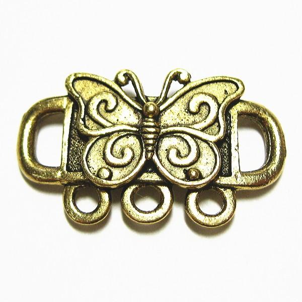 5900-【ＮＹピューター】　蝶シューズアクセサリー　金古美　２６mm　５個/１セット | 