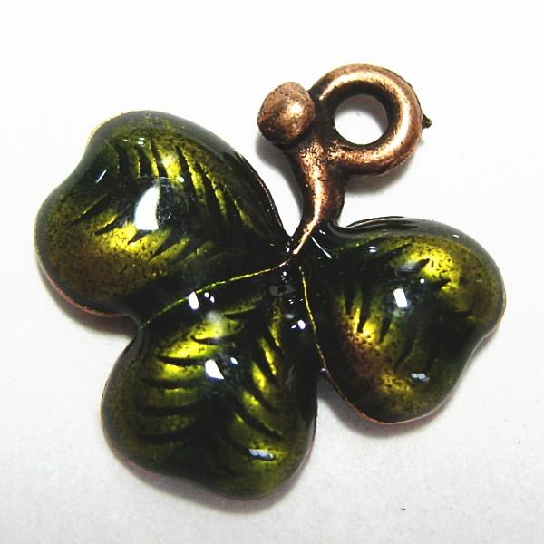 5907-【ＮＹピューター】　三つ葉のクローバー　チャーム　銅古美　２０mm　５個/１セット | 