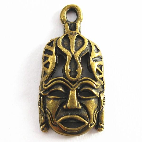 5995-【ＮＹピューター】　エスニックマスク　チャーム　真鍮古美　２０mm　５個/１セット | 