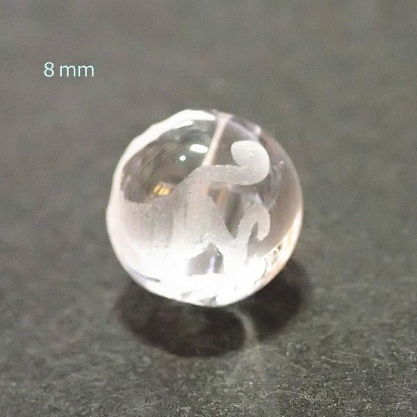 6037-《天然石水晶彫　四神》　白虎-西神　８mm　１個 |  | 01