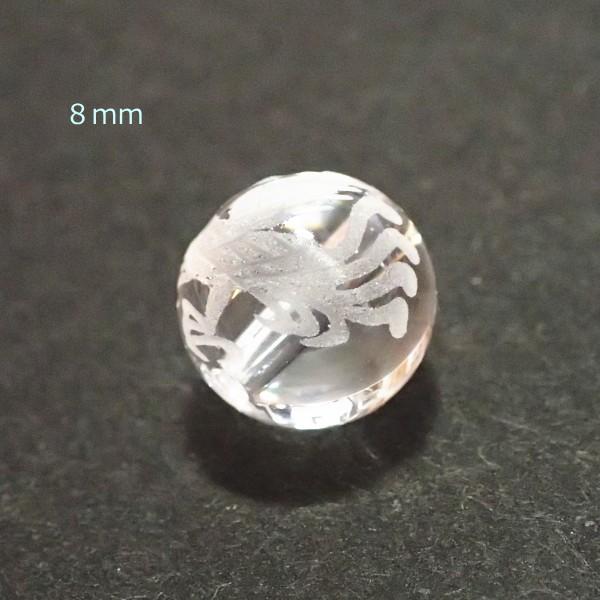 6038-《天然石水晶彫　四神》　朱雀-南神　８mm　１個 |  | 02