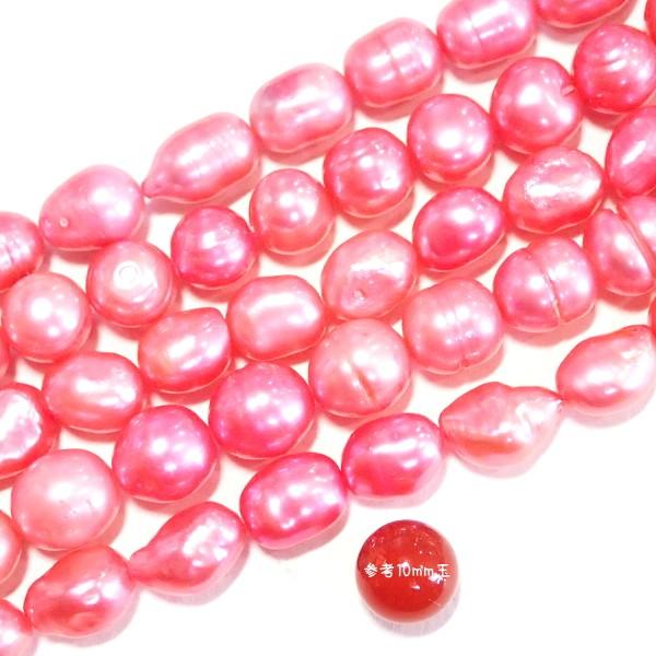 6045-【淡水パール】　ピンク　平均８〜１０mm　約３８cm/１本 |  | 01