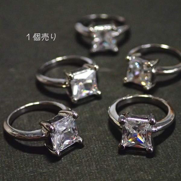 6187-ジルコニア　ドールリング（大）　クリア　スクエア　外径１３mm　１個 | 