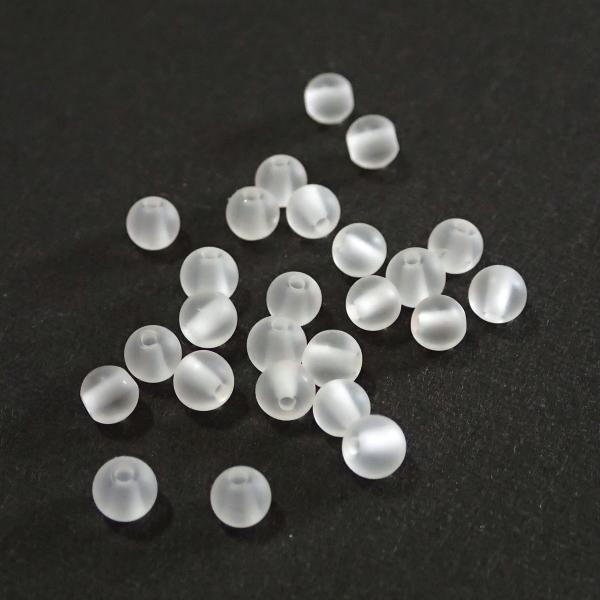 6206-天然石 4mm丸玉 ロッククリスタル擦りガラス加工 25粒 | 