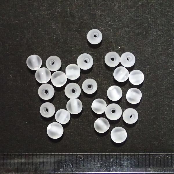 6206-天然石 4mm丸玉 ロッククリスタル擦りガラス加工 25粒 |  | 01