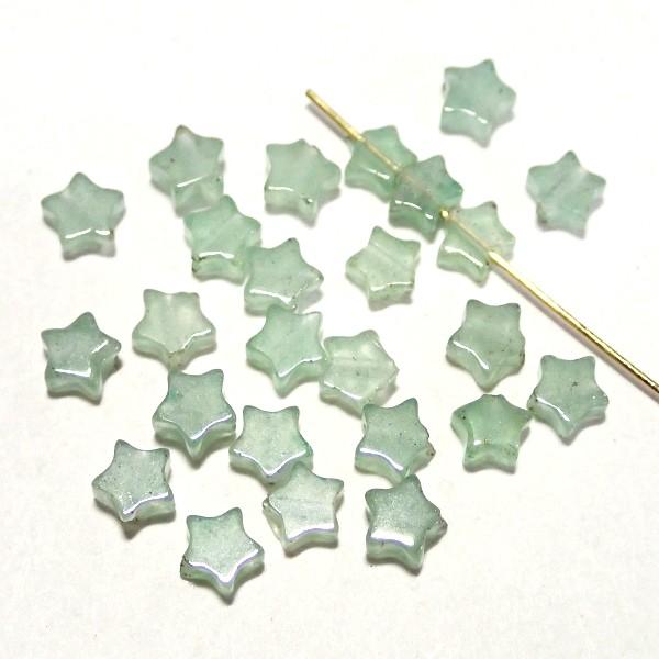 6334-《天然石　フラット・スター》　グリーンアベンチュリン　４mm　２５個/１パック | 