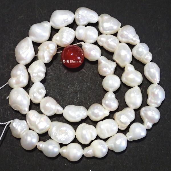 6437-【淡水パール】　ホワイト　平均１１x８mm　約３８cm/１本 | 