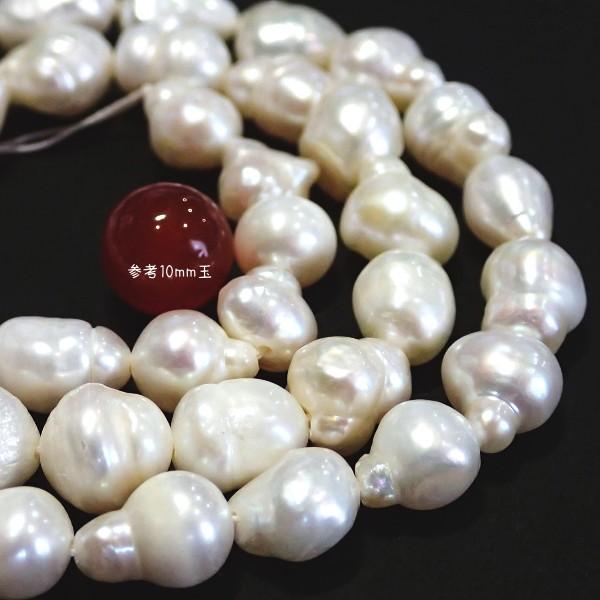 6437-【淡水パール】　ホワイト　平均１１x８mm　約３８cm/１本 |  | 01