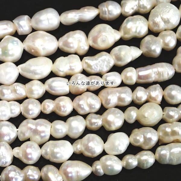 6437-【淡水パール】　ホワイト　平均１１x８mm　約３８cm/１本 |  | 02