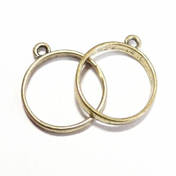 6462-［セッティング］　空枠　ラウンド　底なし　真鍮古美　２０mm（内径）　２個/１パック | 