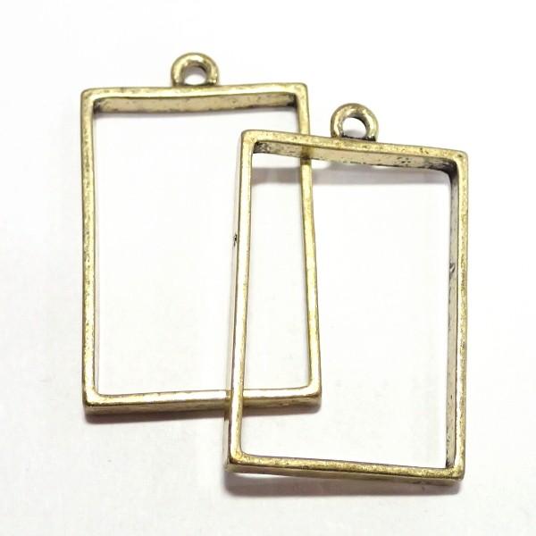 6463-［セッティング］　空枠　長方形　底なし　真鍮古美　３０ｘ２０mm（内径）　２個/１パック | 