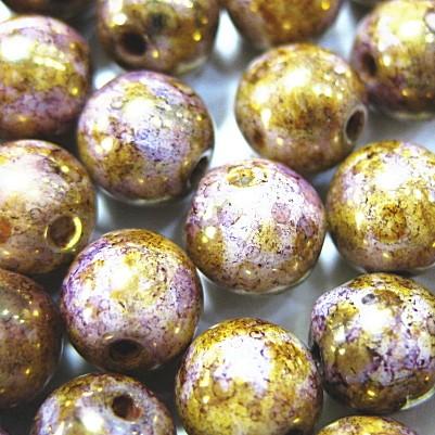 6465-6RD/P15695 【チェコ６丸】 ラスターゴールドスモーキートパーズ不透明　６ミリ　５０個/１パック | 