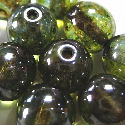 0065-8RD/65431 【チェコ　８丸】 ラスターグリーン　８ミリ　２５個/１パック | 