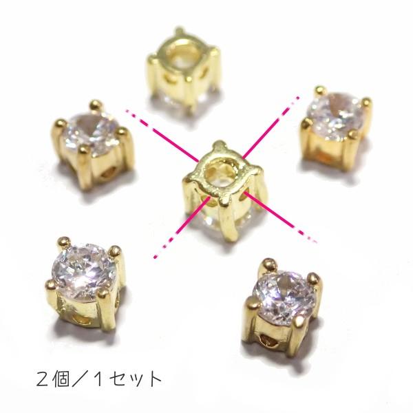 6518-ジルコニア　パーツ　クリア　ゴールド　角　４mm　２個/１セット |  | 01