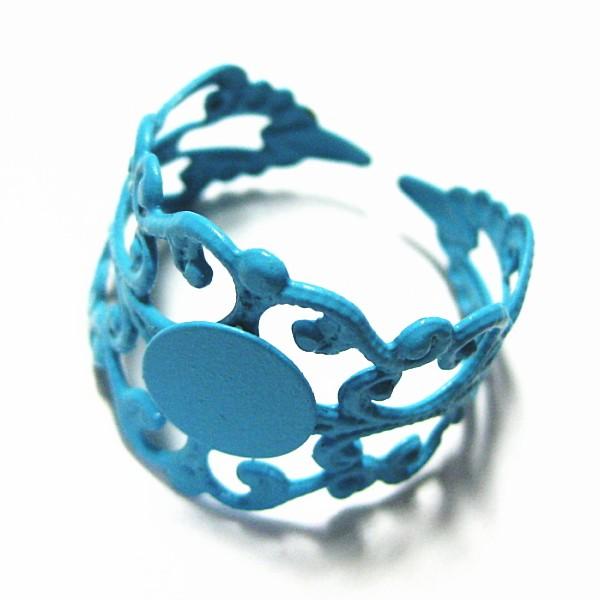 6526-『指輪パーツ』　フィリグリーリング　ブルー　８mm（トレイ部分）　２個/１セット | 