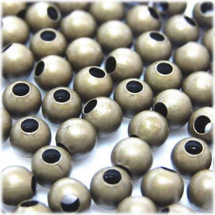 6546-【基本パーツ】メタルビーズ　真鍮古美　4mm丸玉 　約１００個/１セット | 