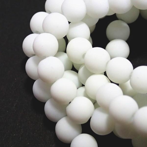 6622-〔ガラス〕　ビーズ　ラバーコーティング　ラウンド　ホワイト　６mm　約８０cm（平均138個）/１本 |  | 01