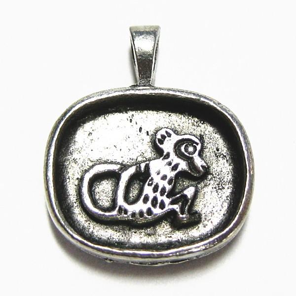 6660-【ＮＹピューター】　申　チャーム　銀古美　１６mm　５個/１セット | 