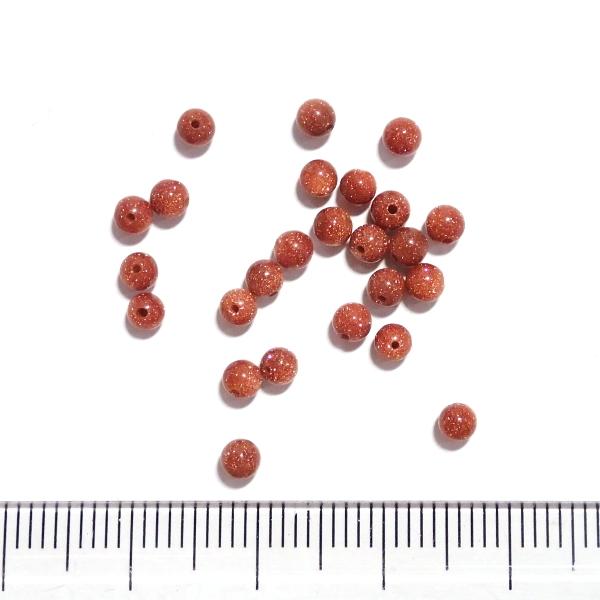 6716-天然石 3mm丸玉 ゴールドストーン 25粒 |  | 01