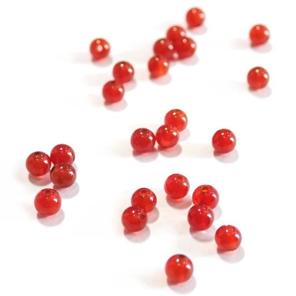 6718-天然石 3mm丸玉 レッドアゲート 25粒 | 