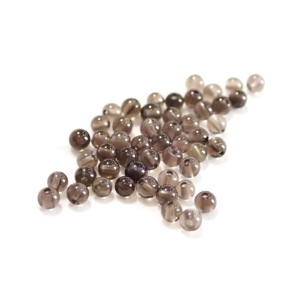 6770-天然石 2mm丸玉 スモーキークオーツ 50粒 | 
