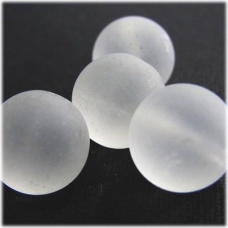 6894-天然石 12mm丸玉 ロッククリスタル擦りガラス加工 4個 | 