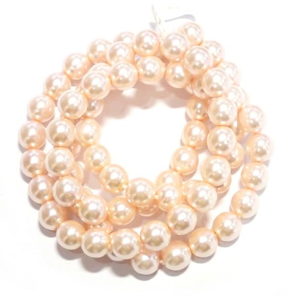 6958-《チェコグラスパール》　ソフトピンク　８mm丸玉　約５５cm　１本/１パック | 