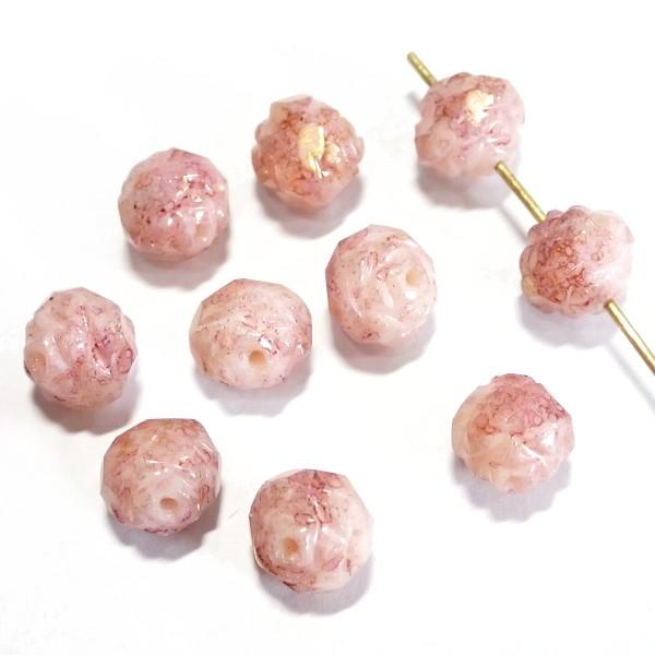 6970-P15495　チェコ薔薇のつぼみ　ラスタートパーズピンク不透明　７x８mm　１０個/１パック | 