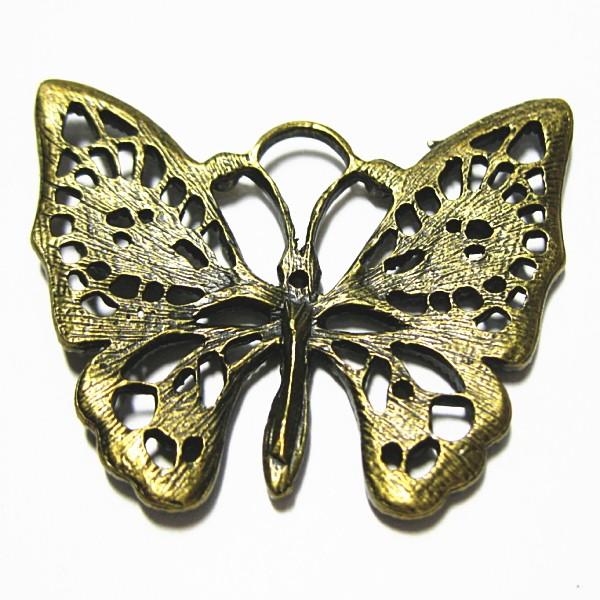 7001-《メタルチャーム・パーツ》　蝶ちょ　真鍮古美　４７ｘ３８mm　２個/１セット |  | 01