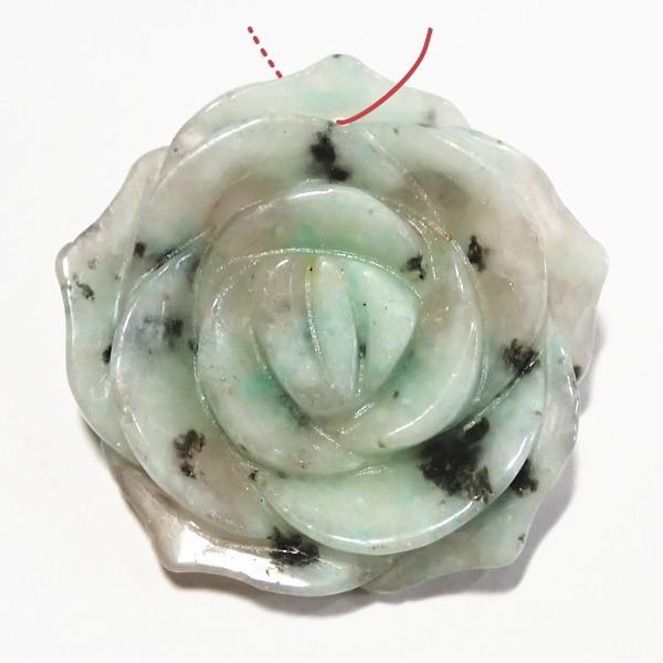 7003-《天然石　フラワー》　薔薇ペンダント　セサミジャスパー　３０mm　１個 | 