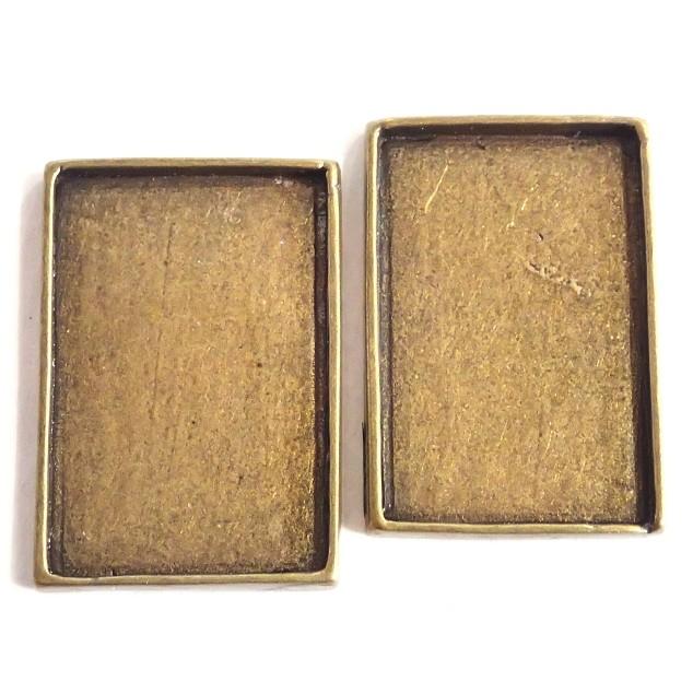 7067-［セッティング］　ミール皿　長方形　カン無し　真鍮古美　３０ｘ２０mm（内径）　２個/１パック | 