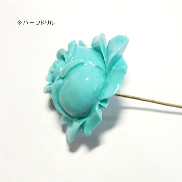 7171-【人造コーラル】　薔薇　ターコイズグリーン　ハーフドリル　３１x２６mm　１個 |  | 02