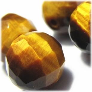 7388-天然石ビーズ 10mmカット丸玉 タイガーアイ 6粒 | 