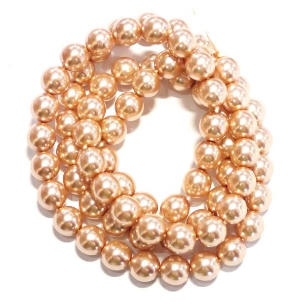 7445-《チェコグラスパール》　ローズピンク　８mm丸玉　約５５cm　１本/１パック | 