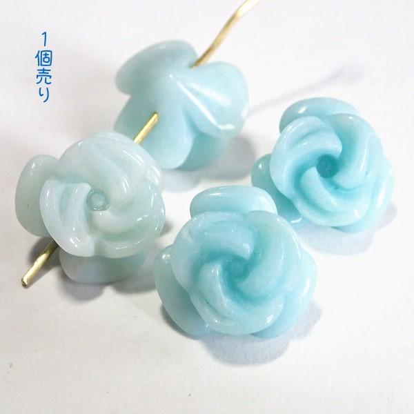 7471-《天然石　フラワー》　S薔薇　アマゾナイト　１４mm　１個 | 