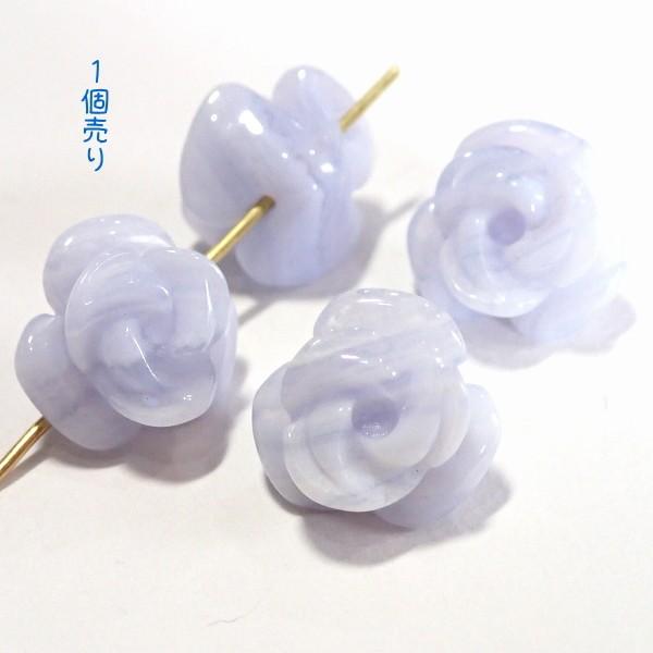 7472-《天然石　フラワー》　S薔薇　ブルーレースアゲート　１４mm　１個 | 