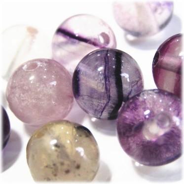 7503-天然石 10mm丸玉 フローライトパープル 10粒 | 