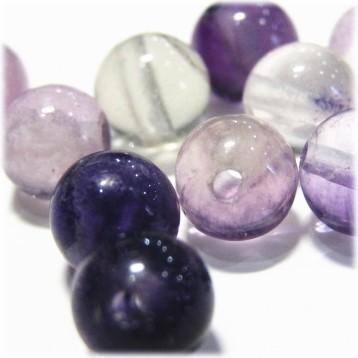 7507-天然石 6mm丸玉 フローライトパープル 10粒 | 