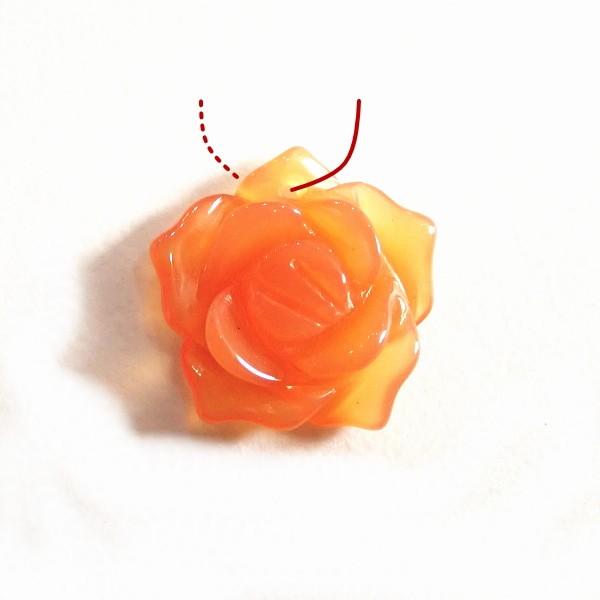 7523-《天然石　フラワー》　薔薇ペンダント　ピーチアベンチュリン　１５mm　１個 | 