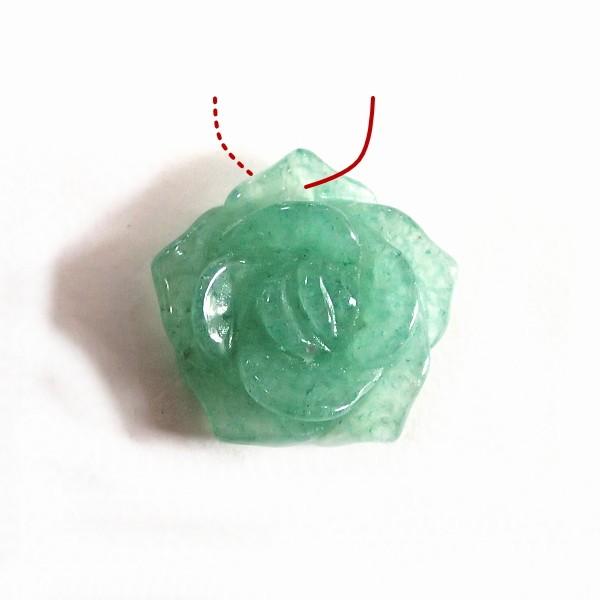 7526-《天然石　フラワー》　薔薇ペンダント　グリーンアベンチュリン　１５mm　１個 | 