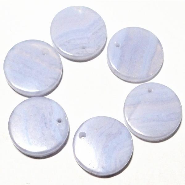 7557-《天然石ディスク》　ブルーレースアゲート　約１３mm　６個/１パック | 