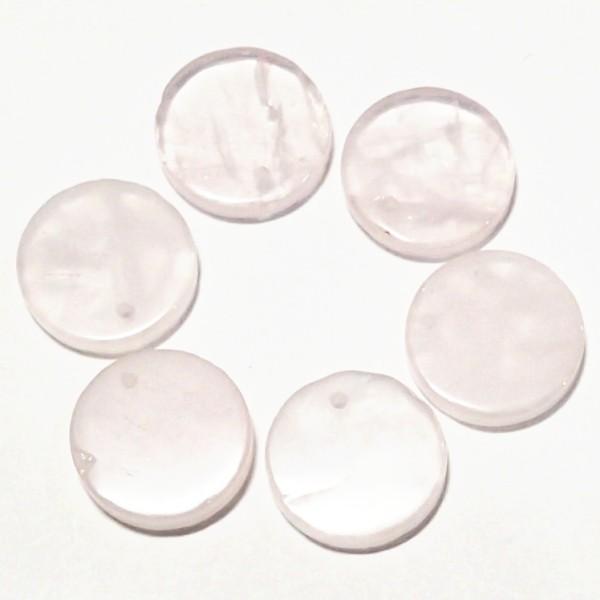 7560-《天然石ディスク》　ローズクォーツ　約１３mm　６個/１パック | 